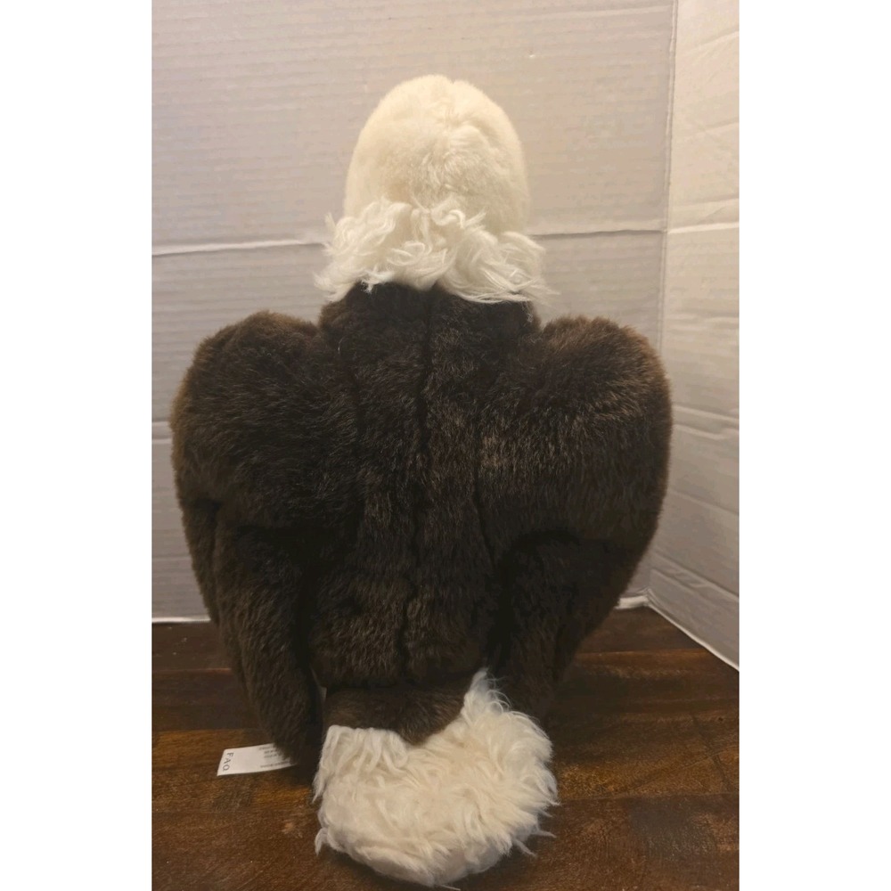 FAO Schwarz American Bald Eagle 14" Plush Stuffed Animal Brown Gold White 2015 - Picture 4 of 8